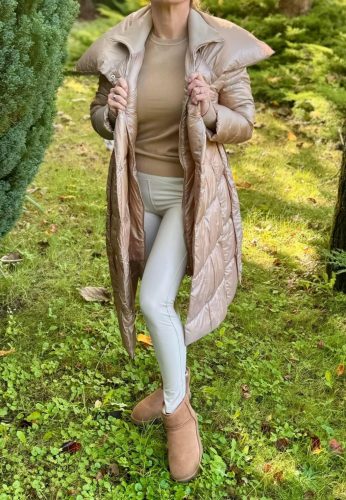 Női Push up bőrhatású leggings bélelt bézs xs-xl méretig