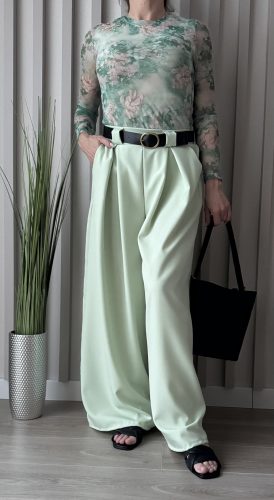 Női bőszárú nadrág gumis derék résszel + öv