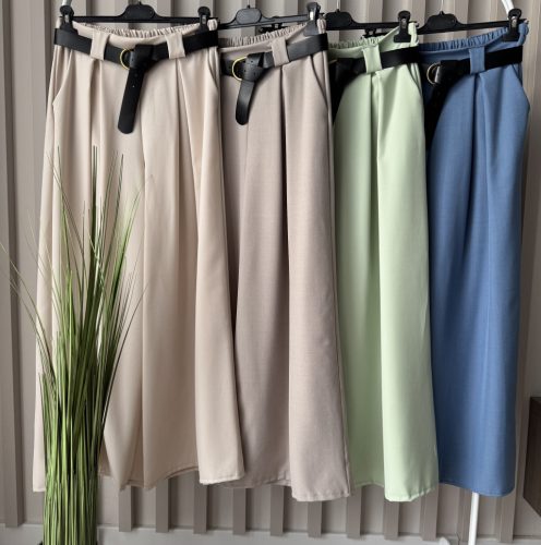 Női bőszárú nadrág gumis derék résszel + öv