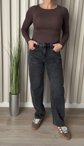 ???? „Relaxed Balloon Jeans” – Sötétszürke ballon fazonú női farmer