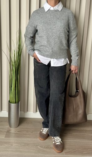 ???? „Relaxed Balloon Jeans” – Sötétszürke ballon fazonú női farmer