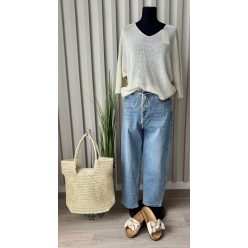 Laza kötött V-nyakú felső