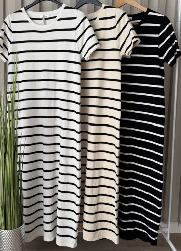„Coastal Stripes” vékony kötött csíkos ruha – 3 színben