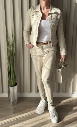 „Sandy Denim” bézs női farmerdzseki – S-2XL méretig