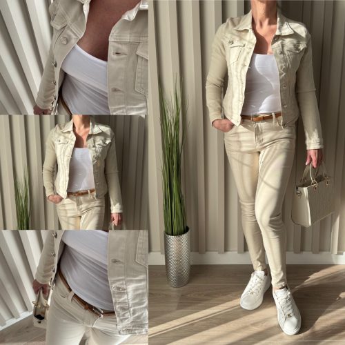 „Sandy Denim” bézs női farmerdzseki – S-2XL méretig