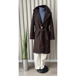    Elegáns övvel megkötős gyapjúhatású női kabát – több színben