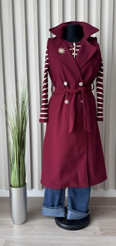 Elegance Wool Look Női Hosszú Mellény – Övvel és Díszgombokkal