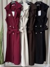Elegance Wool Look Női Hosszú Mellény – Övvel és Díszgombokkal