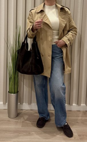 Classic Beige Trench – Rövid fazonú ballonkabát
