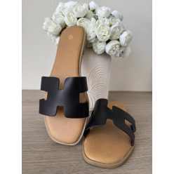 Minimal fekete pántos női papucs