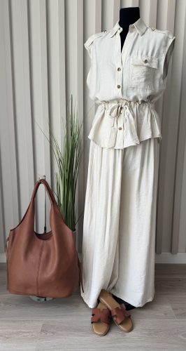 Elegáns „H” pántos női papucs – barna