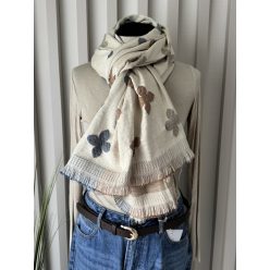 Bella virágmintás puha női sál – bézs / fekete