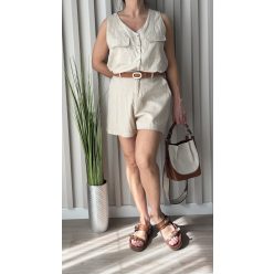   Urban Linen bézs női mellényes szett – rugalmas nadrággal
